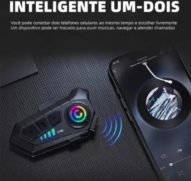 fone de ouvido Bluetooth para capacete A'Gold MCF-36 - Foto 4