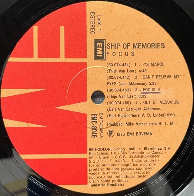 LP Focus - Ship Of Memories (1976) - Vinil 1a prensagem - CDs