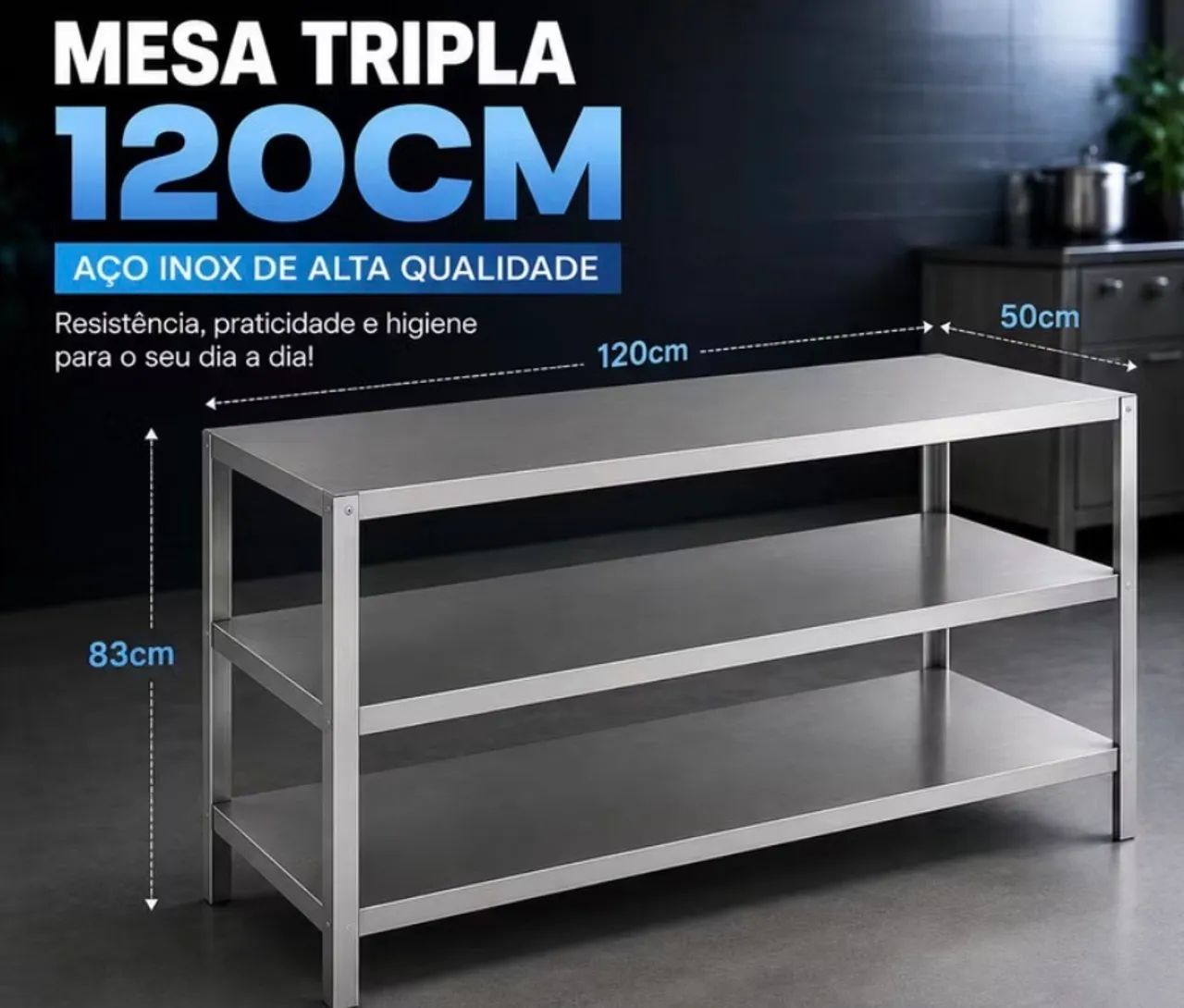 Vendo mesa Pouco Usada de Inox com 3 Níveis - Foto 4