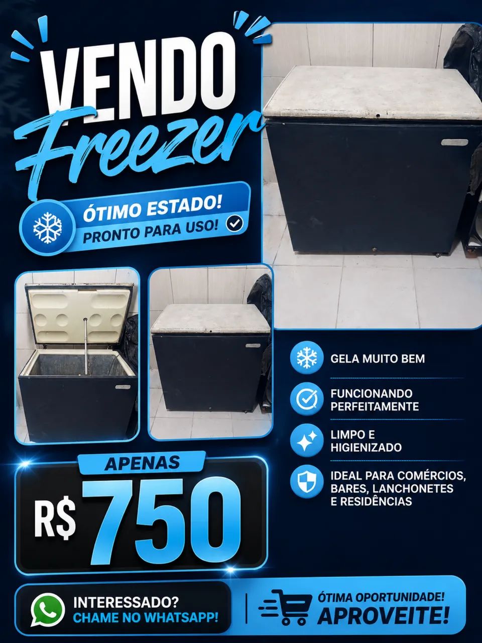 Freezer horizontal gelando muito