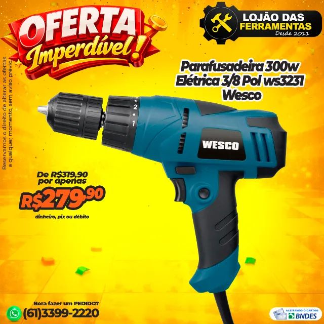 Parafusadeira 300w Elétrica 3/8 Pol ws3231 Wesco