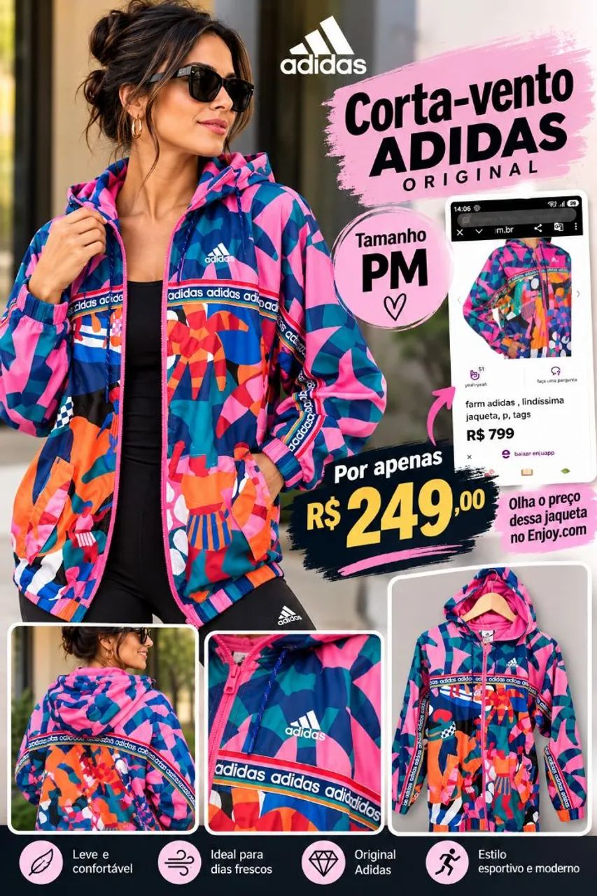 Jaqueta Corta Vento Adidas - Foto 2