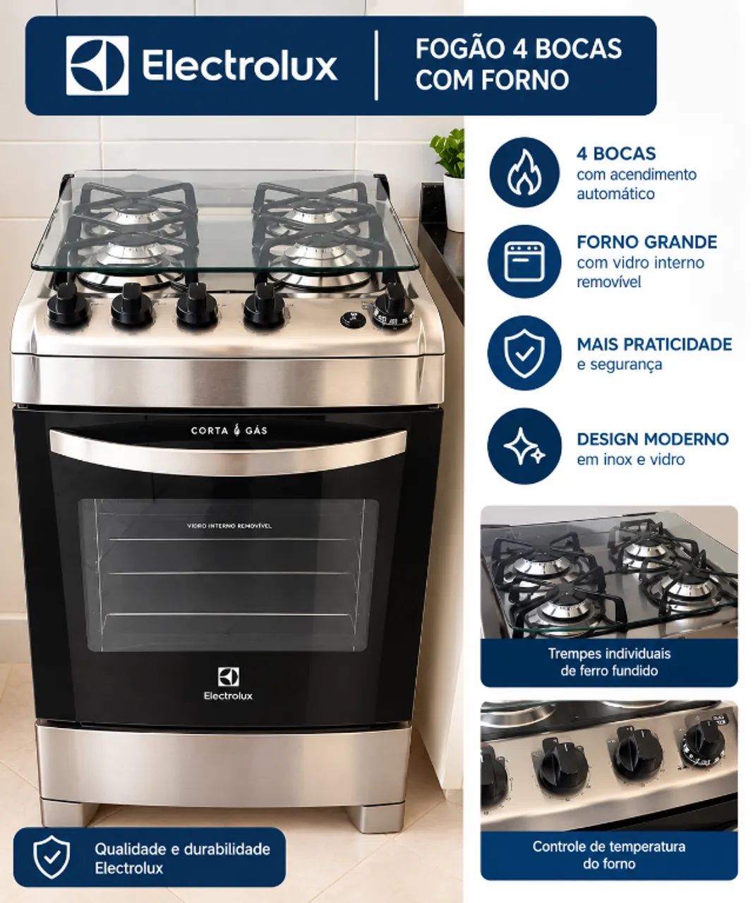 Fogão INOX Electrolux
