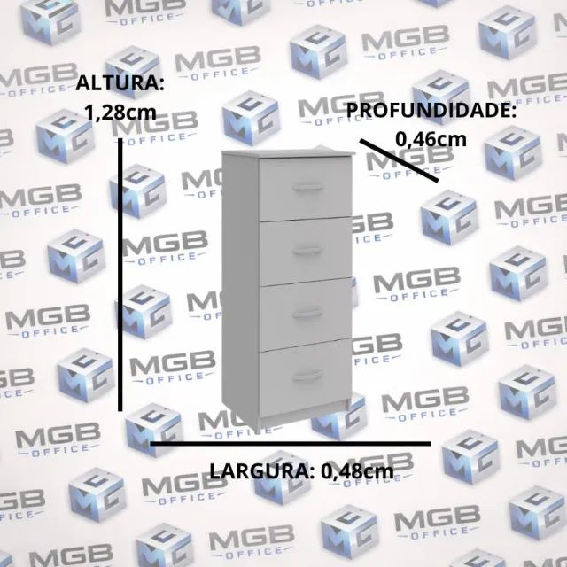 Arquivo c/4 Gavetas. - (1,28x0,48x0,46cm) - Preto ENTREGAMOS DF E ENTORNO - Foto 2