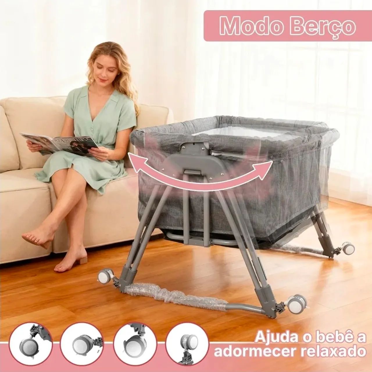 Berço/Moisés portátil multifuncional - Foto 4