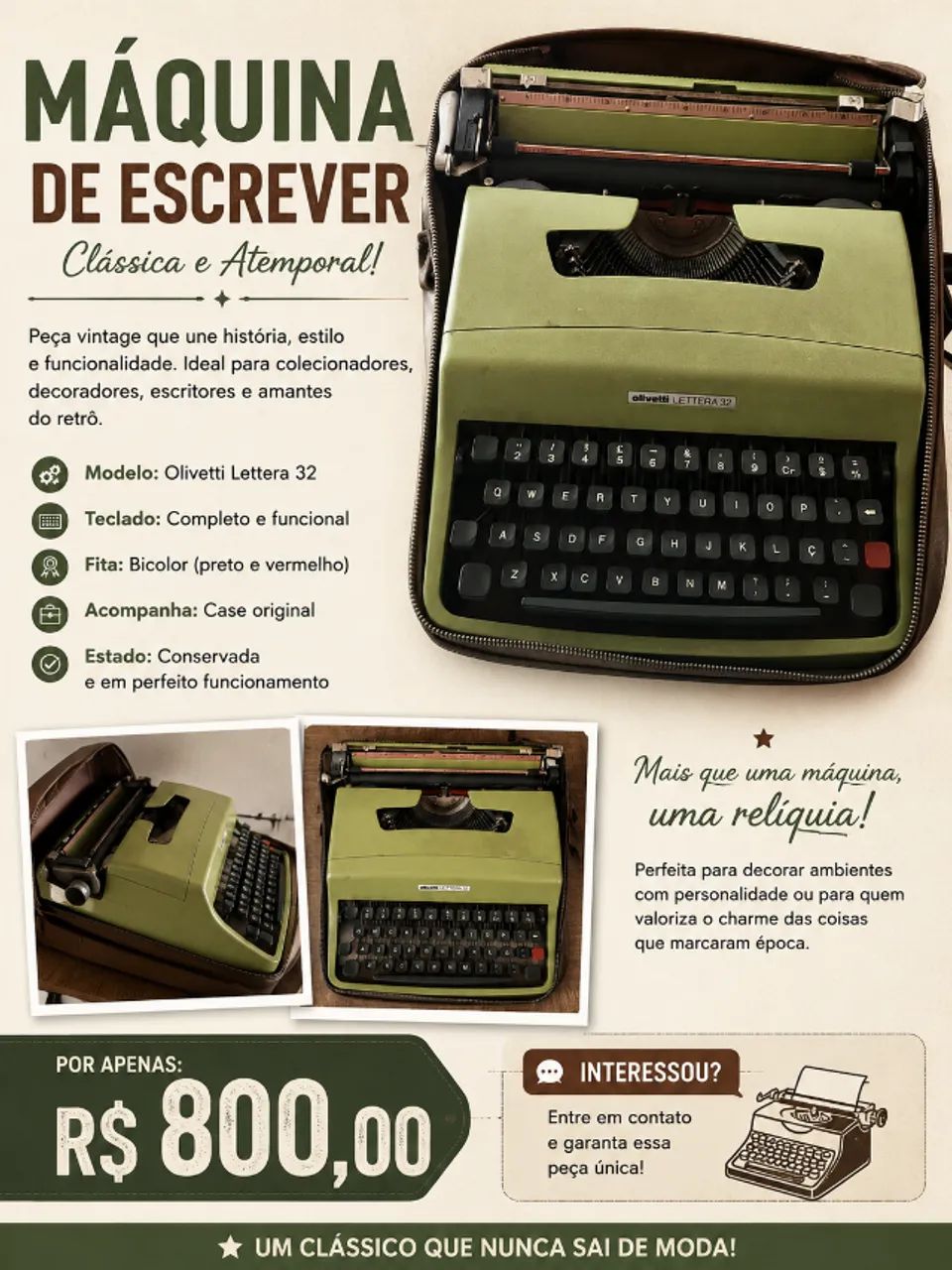 Máquina de escrever antiga 