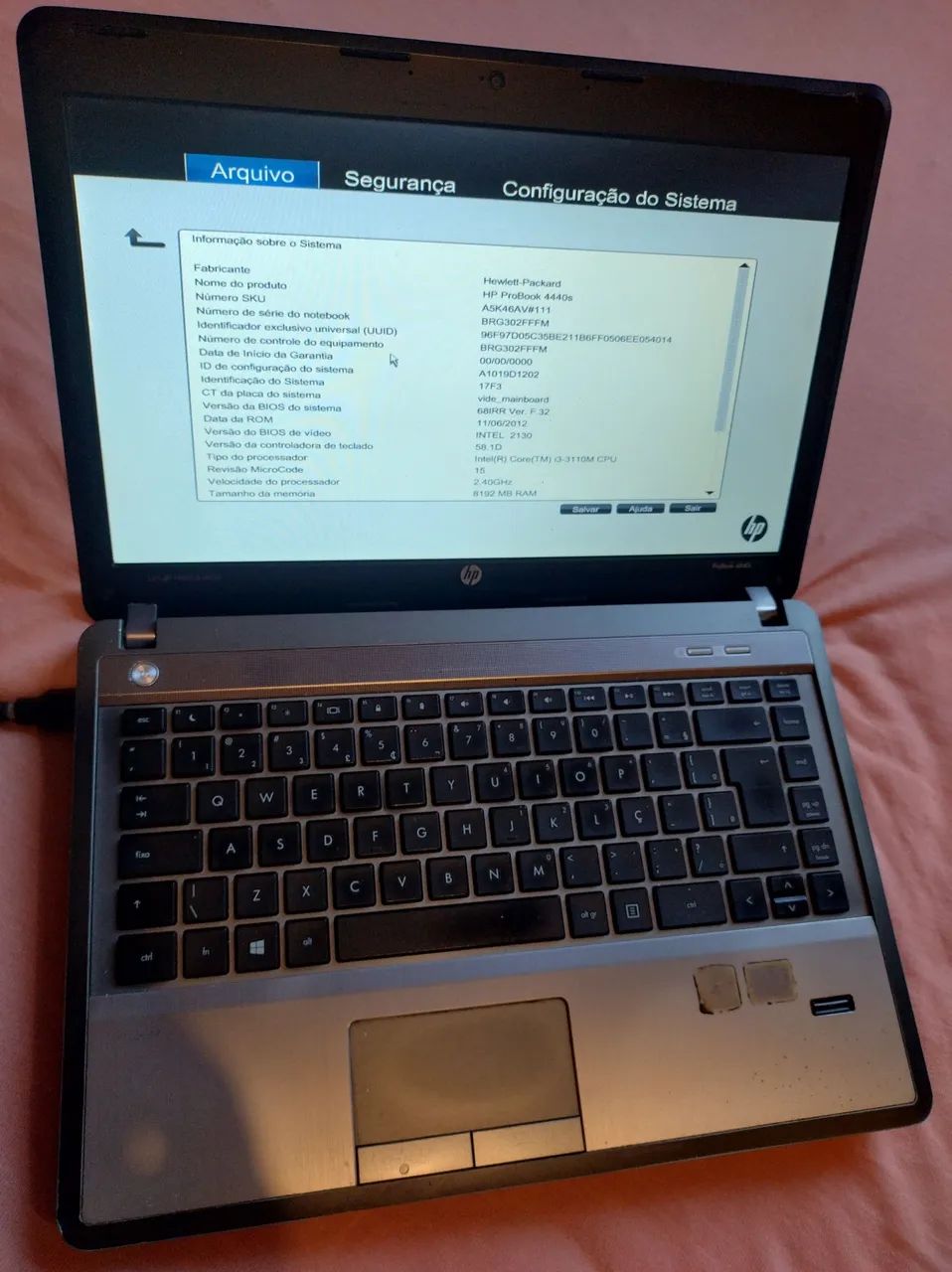 Notebook Hp i3 8 ram sem HD. Bateria off