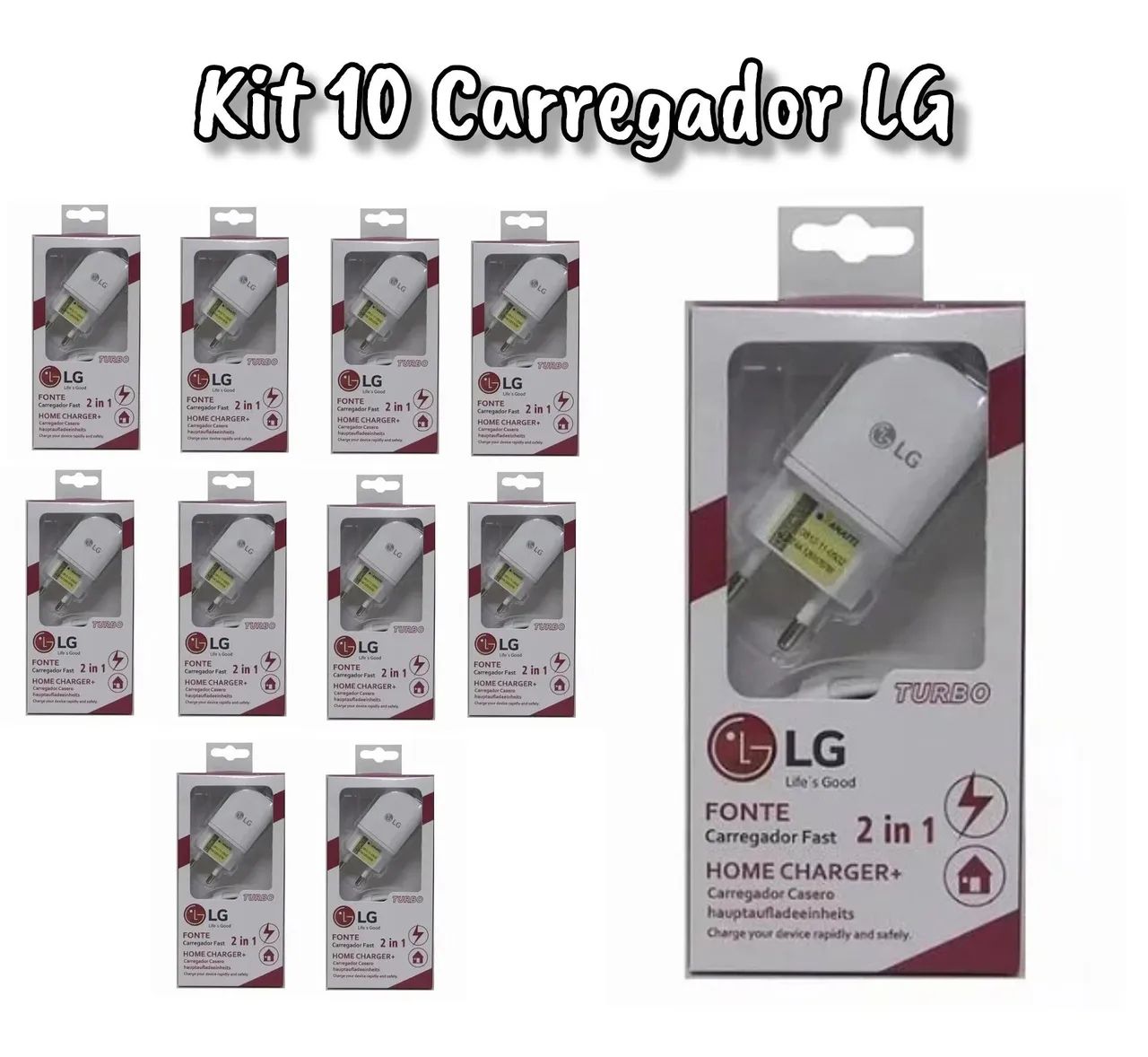 Kit 10 Carregador LG Ultra Rápido 5V Micro USB
