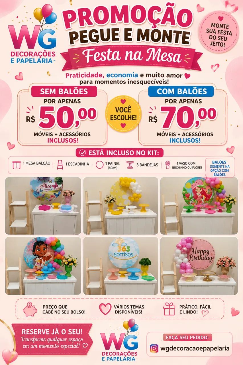 Pegue e monte festa na mesa 