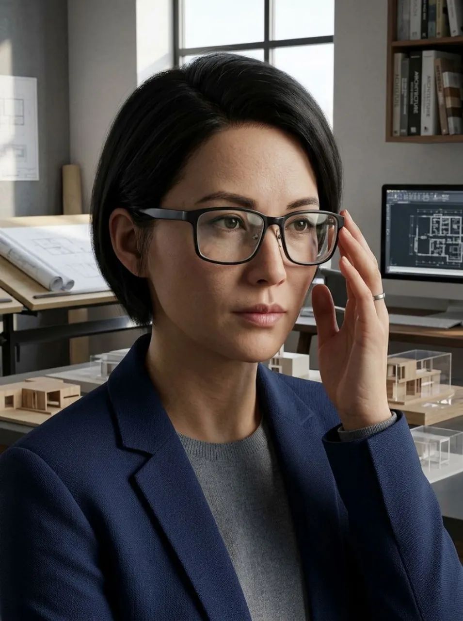 Armação Óptica Preta Retangular com Hastes Flexíveis - Foto 4