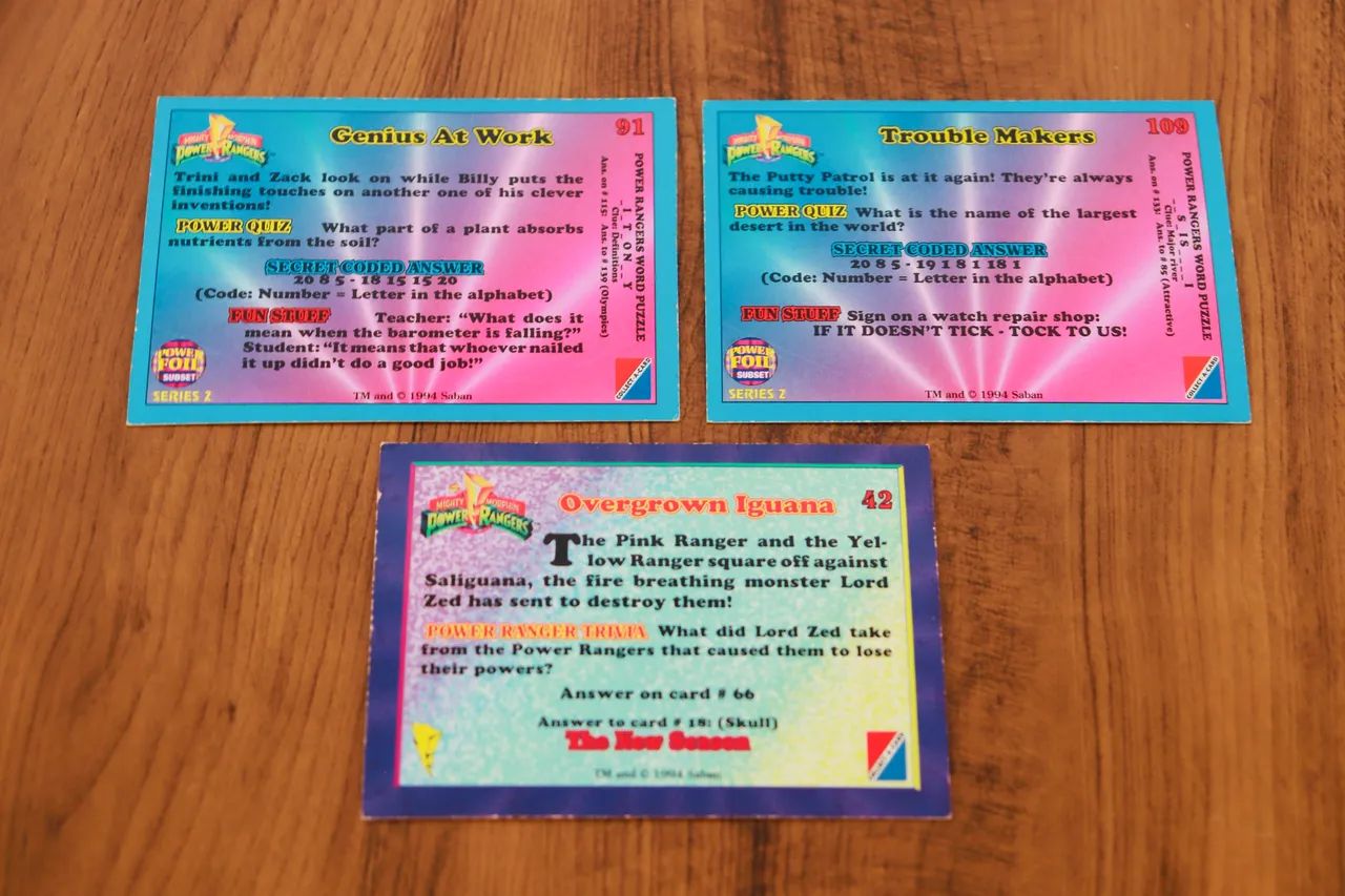 3 cards brilhantes Power Rangers 1994 Saban - Foto 2