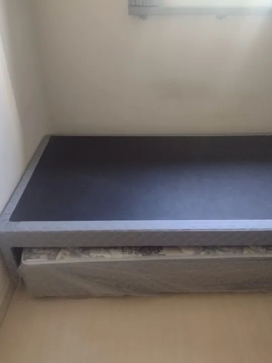 Base Cama Box de Solteiro e Cama Auxiliar Acoplado, em ótimo estado, cinza, Gazin - Foto 2