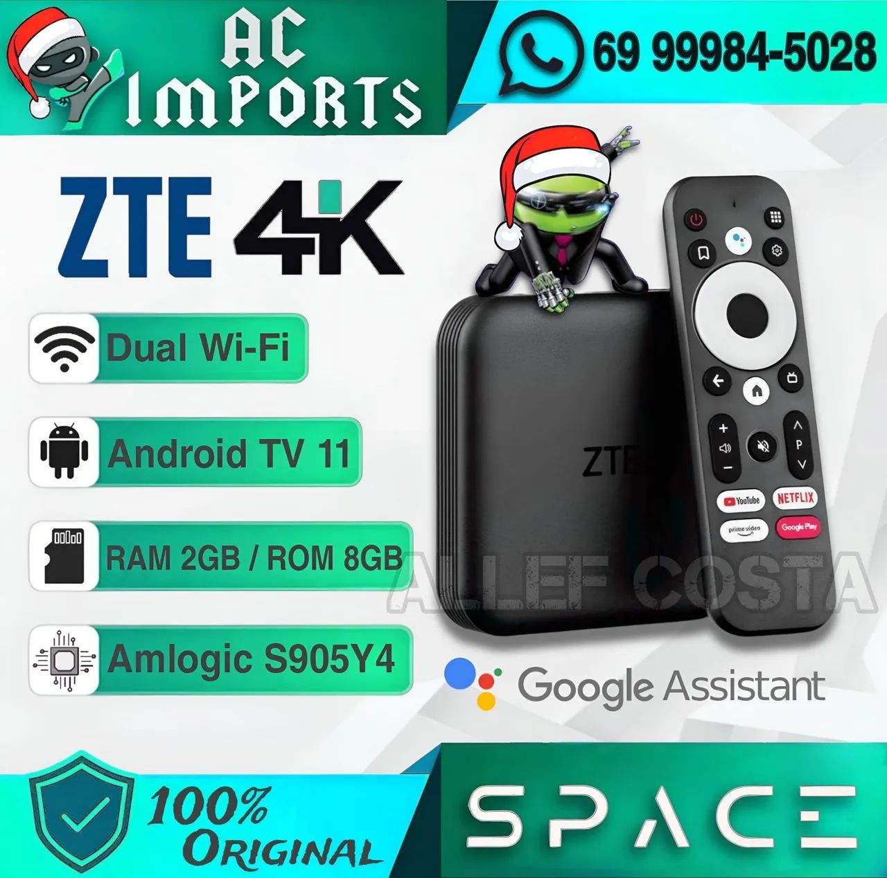 ZTE 4K Android TV BO'X - Dual Wi-Fi - 2GB RAM - 8GB ROM