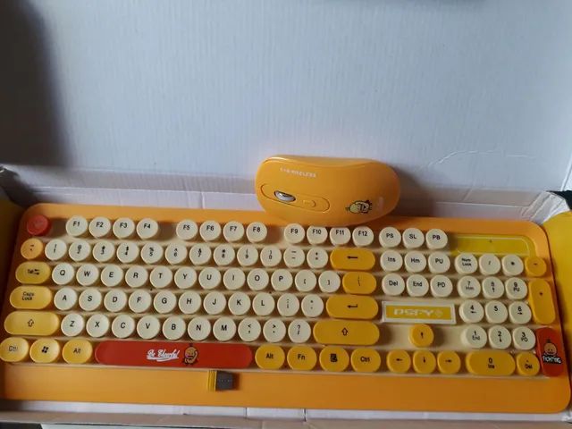Teclado e mouse sem fio be happy amarelo - Foto 2