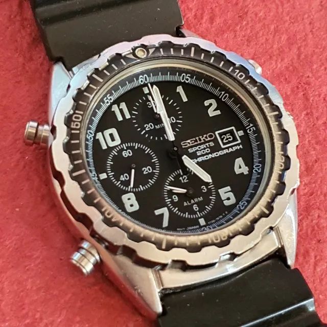 Relogio de pulso Vintage Seiko 7t32-7d19 Sports 200 Chronograph