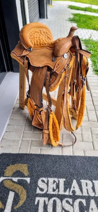  Sela Americana em Couro de Búfalo - LUXO - CAVALGADA - prova - Foto 2