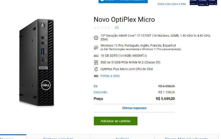 Computador Dell i7 13700 16GB DDR5 