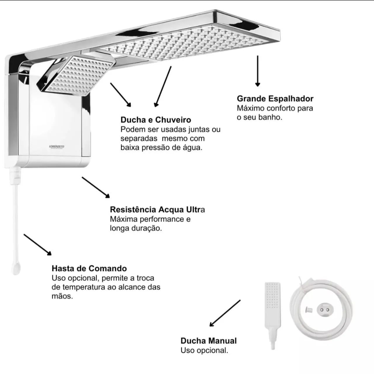 Chuveiro Acqua duo branco com cromado  - Foto 3