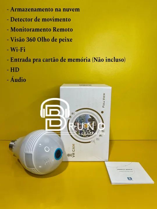 Câmera Lâmpada Wi-Fi Visão Noturna  - Foto 3