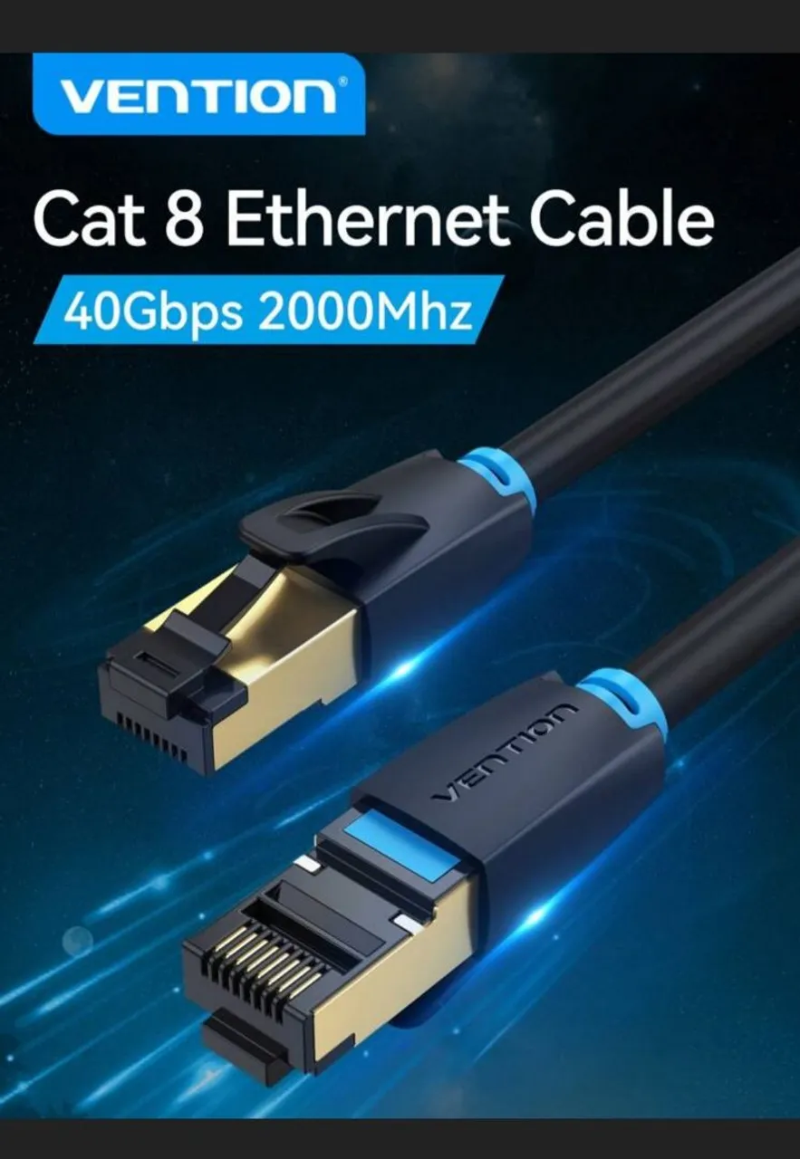 Cabo de rede Cat 8 Vention - 40Gbps e 2000Mhz