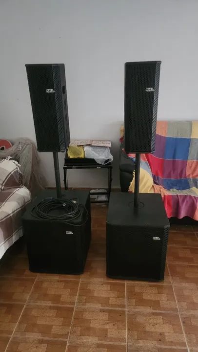 Caixa Amplificada Kit Sonorização Compacto 1800w Ativo Profi - Foto 2