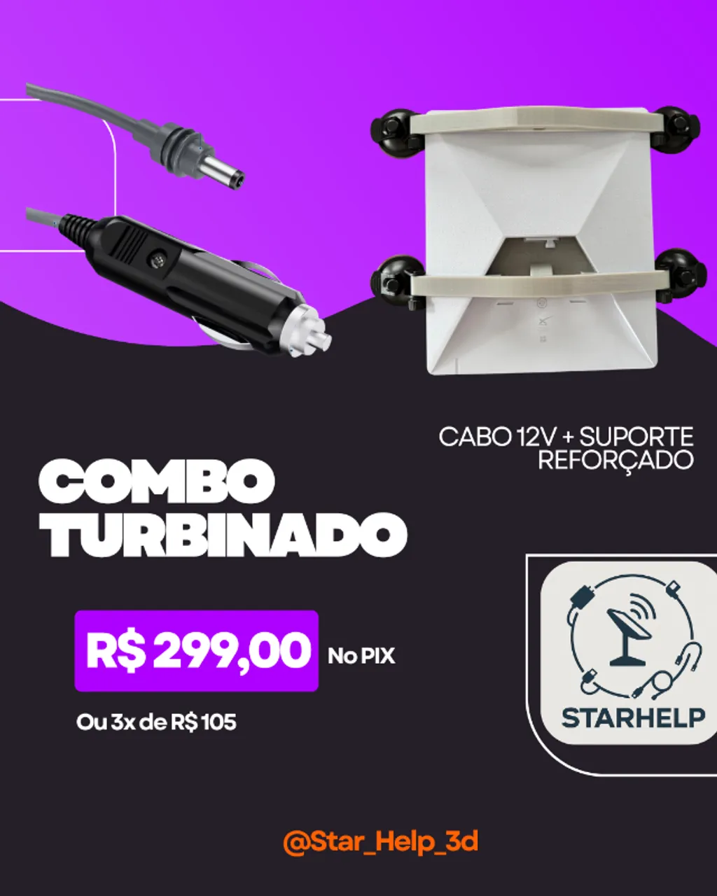 Cabo 12v + Suporte para Starlink Mini