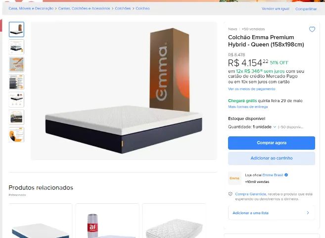 Colchão Emma Premium Hybrid QUEEN + capa - Novo na caixa - Esse é o top! - Foto 2