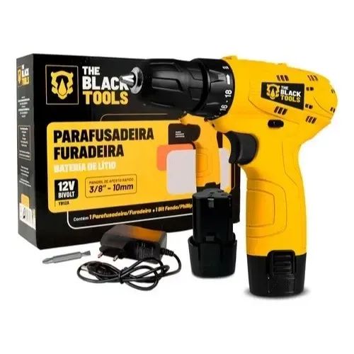 FURADEIRA/PARAFUSADEIRA A BATERIA 12V THE BLACK TOOOLS - TB-12ª