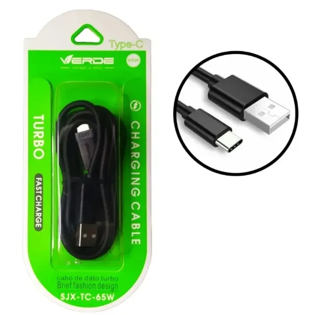 CABO DE CELULAR TURBO DE CARTELA VERDE TYPE - C 25W