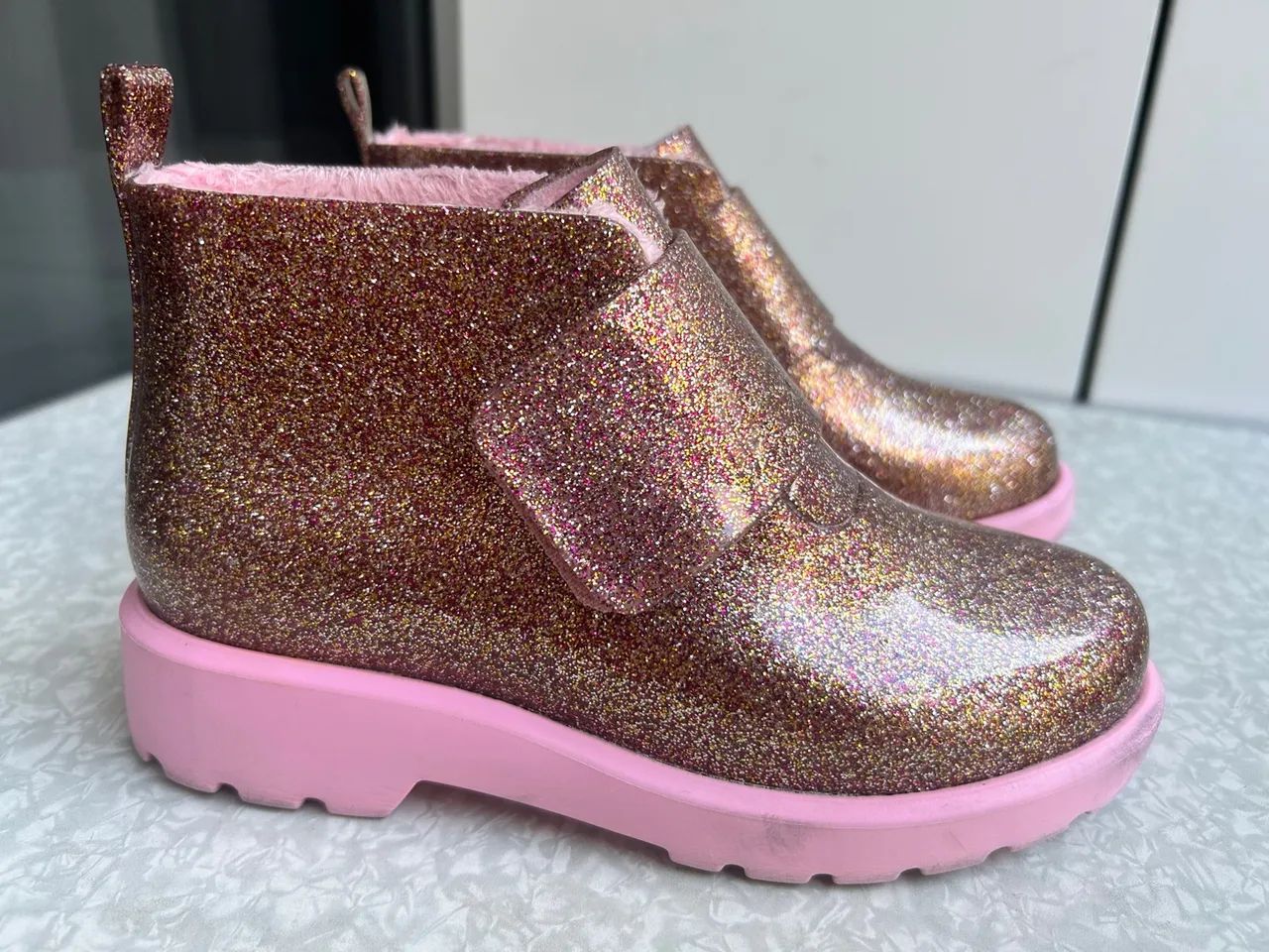 Mini melissa chelsea boot rosa gliter tamanho 30 - Foto 5
