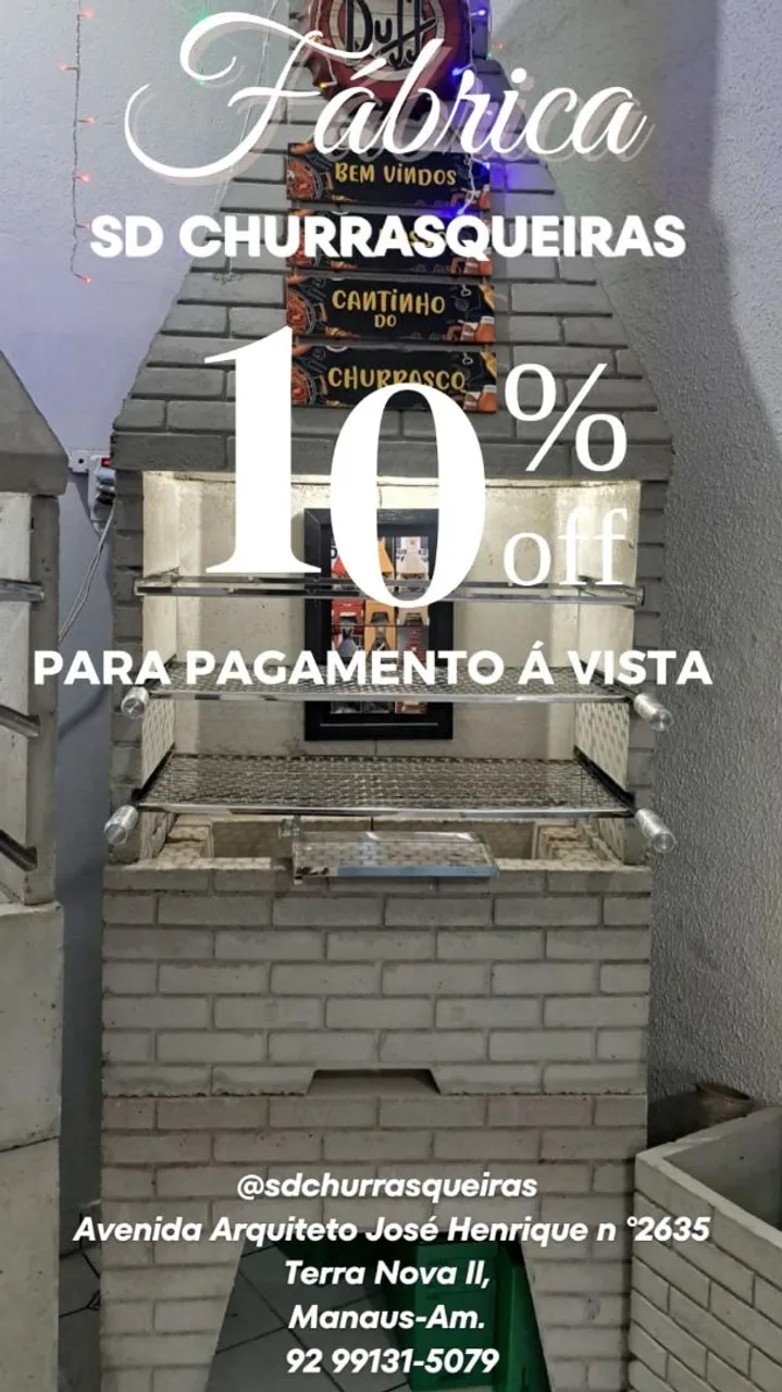 Churrasqueira tijolinho rústico SD - 10% OFF à vista!