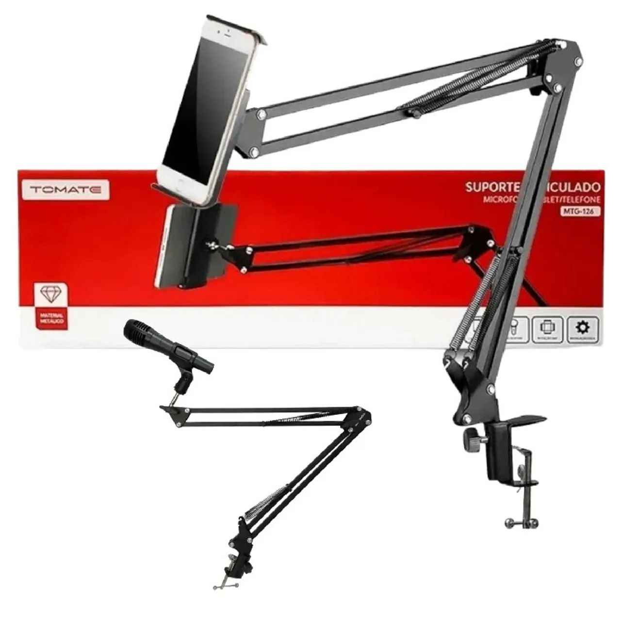 Suporte Articulado para Celular e Microfone MTG-126