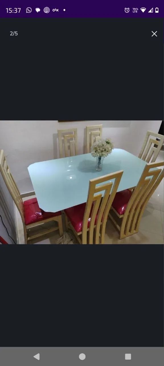 Mesa de Jantar de Vidro com 6 Cadeiras - Novo - Foto 2