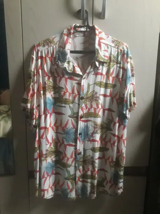 Camisa de manga curta viscose  estampada M