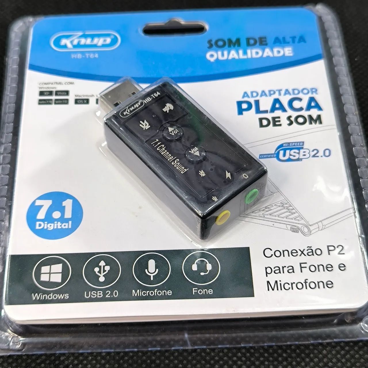 Adaptador Placa de Som 7.1 USB 2.0 