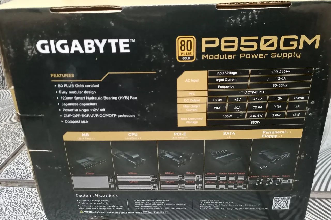 Fonte GIGABYTE P850GM 80 Plus Gold 850W Modular - Foto 2