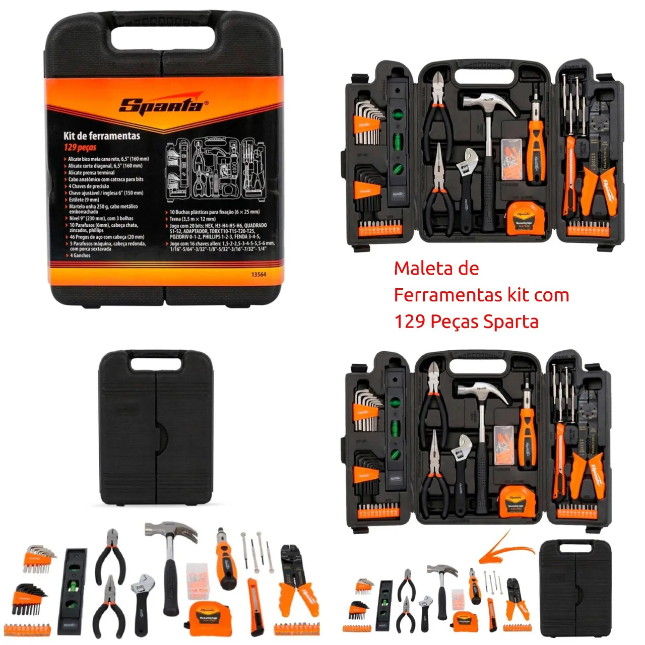Maleta de ferramentas 46 peças - kit chave catraca 1/4