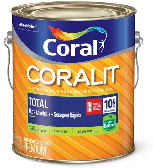 Galão de Tinta Coral Esmalte Acetinado Cinza Médio de 3,6 L 