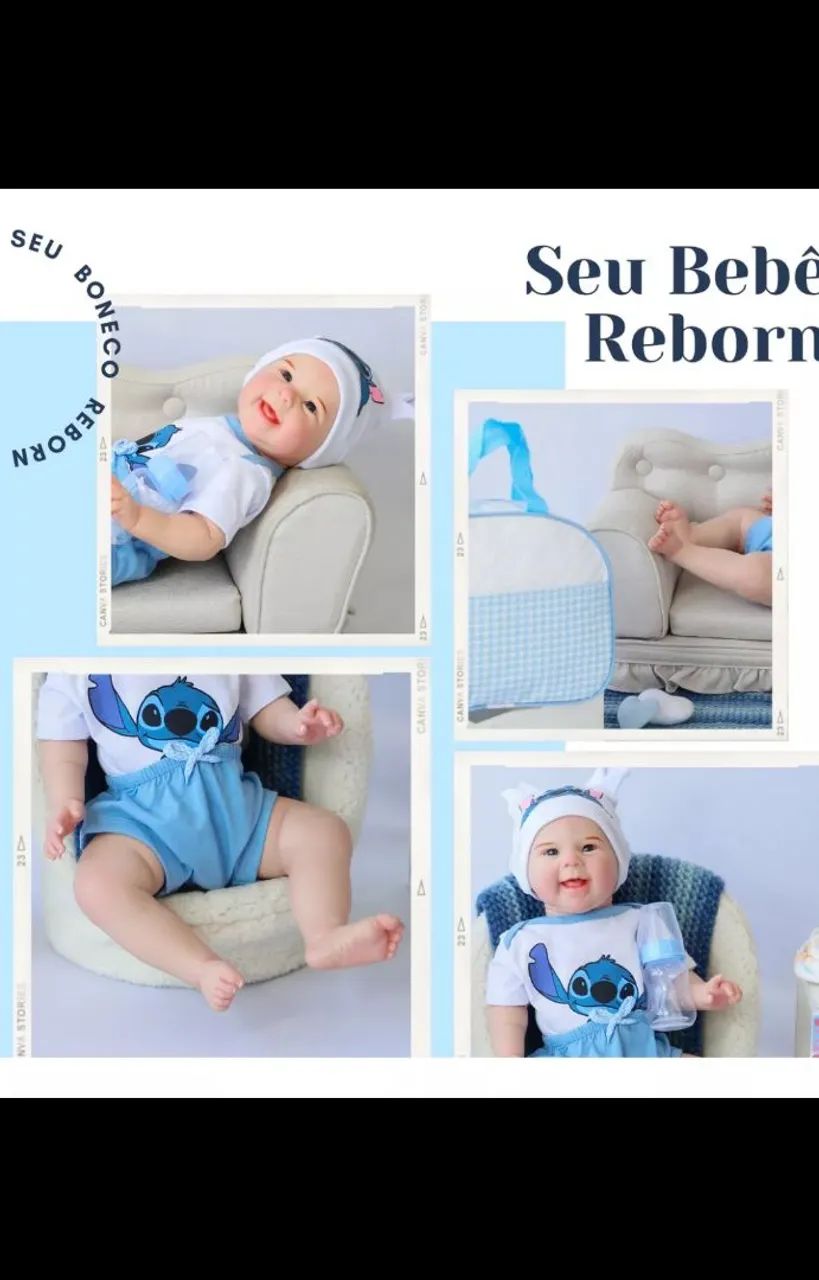 Boneca Reborn Bebê Realista Stitch menino - Foto 3