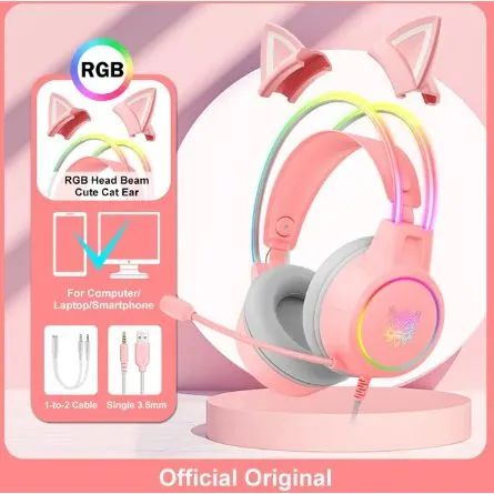 Headset Gamer Onkuma X15 Pro - Pink - Com Microfone - Foto 3