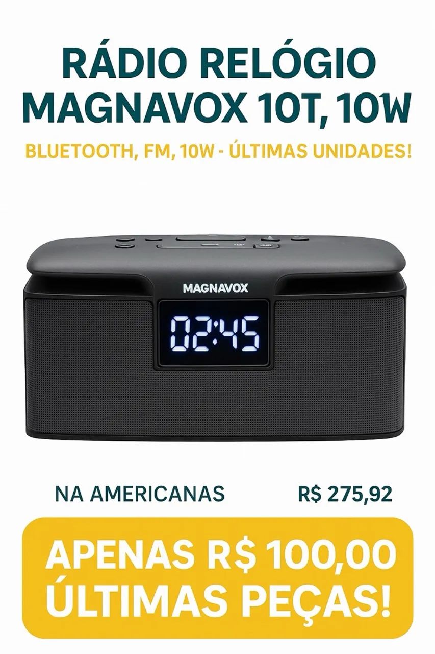 Rádio Relógio MAGNAVOX MCR5111 - FM, Bluetooth, 5W, Bivolt