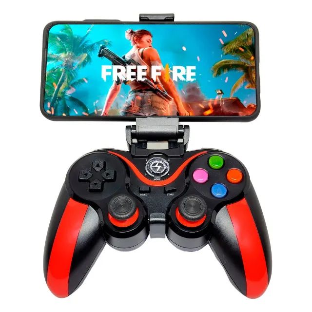 Controle Gamer Sem Fio com Suporte Celular Joystick Manete Bluetooth 2.4G