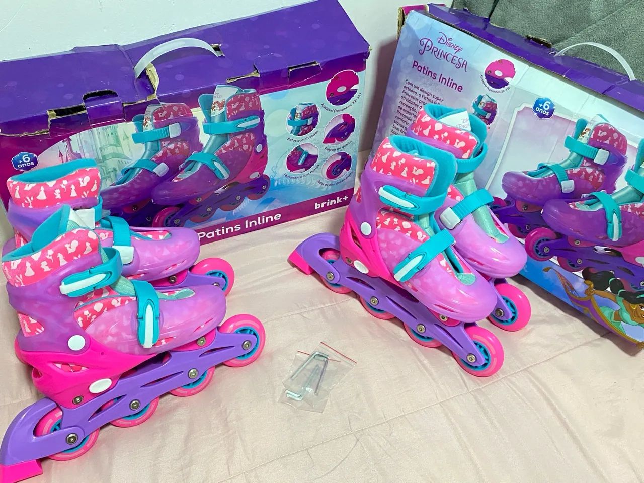 Patins Inline Infantil - Princesa - Rosa e Lilás - Foto 4