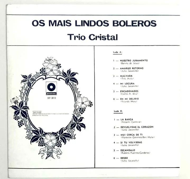 Disco de Vinil "Os Mais Lindos Boleros" - Trio Cristal - Foto 2