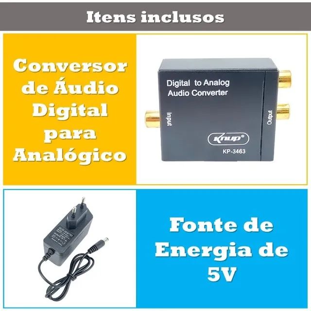Conversor Áudio Digital para Analógico Rca Knup Kp-3463 *ENTREGA GRÁTIS* - Foto 6