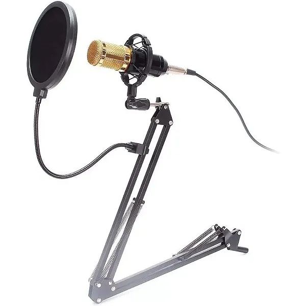 Kit Microfone Condensador Profissional com Braço Articulado para Podcasts e Lives Knup - Foto 4