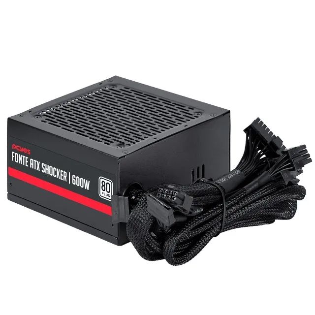 FONTE DE ALIMENTAÇÃO GAMER PCYES SHOCKER 600W 80 PLUS WHITE NOVA! - Foto 2