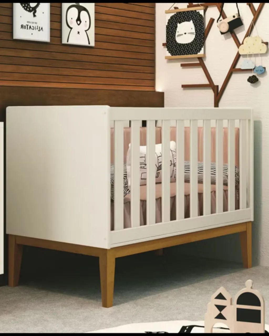 Berço Americano New Classic areia com Pés Madeira - - Foto 2