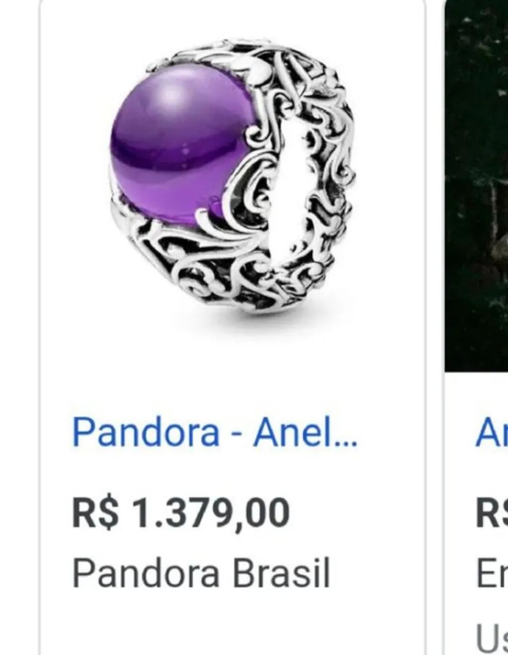 Anel Pandora com pedra roxa - Foto 3