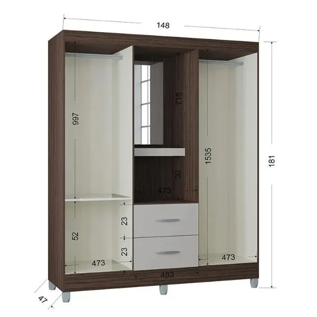 Guarda Roupa 4 Portas 2 Gavetas com Espelho Varios modelos - Foto 2